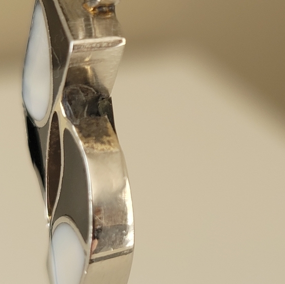 Unique Earrings Silvertone Iridescent Curve Earrings #1126 - Picture 6 of 10